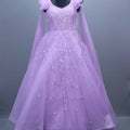 Lavender Heavy Net Gown Mirror Work Party Wear Ball Gown