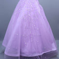 Lavender Heavy Net Gown Mirror Work Party Wear Ball Gown