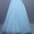 Sky Blue Heavy Net Gown Sequins Party Wear Ball Gown