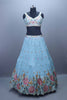 Sky Blue Heavy Embroidered Lehenga Choli with Floral Thread Work Dupatta