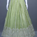 Sage Green Silk Embroidered Lehenga Choli Designer Dupatta