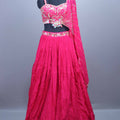 Hot Pink Embroidered Designer Lehenga Choli with Heavy Blouse Dupatta 