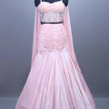 Soft Pink Mermaid Gown with Heavy Blouse Draped Dupatta