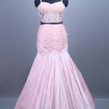 Soft Pink Mermaid Gown with Heavy Blouse Draped Dupatta