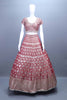 Rose Pink Embroidered Bridal Lehenga Choli Set.
