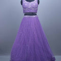 Purple Net Embellished Lehenga Choli Matching Dupatta