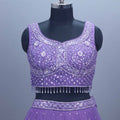 Purple Net Embellished Lehenga Choli Matching Dupatta