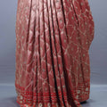 Designer Pink Peach Embroidered Silk Saree with Heavy Pallu Work