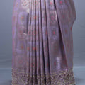 Designer Lavender Banarasi Saree Heavy Pallu Tassels Saree
