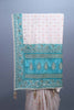 Designer Off-White Saree with Turquoise Blue Heavy Sequin Work