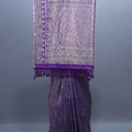 Purple Designer Silk Saree with Heavy Silver Zari Tassel Pallu 