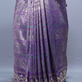 Purple Designer Silk Saree with Heavy Silver Zari Tassel Pallu