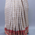 Beige Red Designer Silk Saree with Heavy Pallu Festive Wear