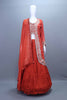 Elegant Rust Red Embroidered Silk Lehenga Choli with Long Jacket Dupatta 
