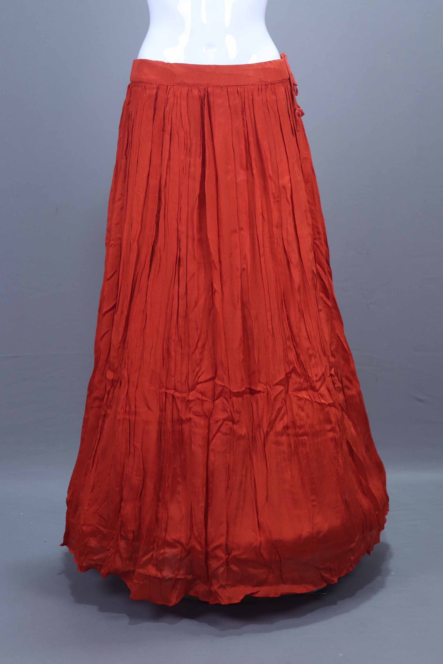 Elegant Rust Red Embroidered Silk Lehenga Choli with Long Jacket Dupatta