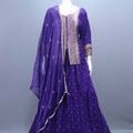 Royal Purple Embroidered Silk Lehenga Choli with Long Jacket Dupatta