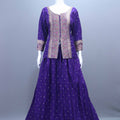 Royal Purple Embroidered Silk Lehenga Choli with Long Jacket Dupatta