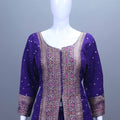 Royal Purple Embroidered Silk Lehenga Choli with Long Jacket Dupatta