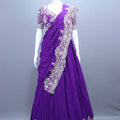 Royal Purple Embroidered Georgette Lehenga Choli with Heavy Border Dupatta 