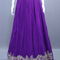 Royal Purple Embroidered Georgette Lehenga Choli with Heavy Border Dupatta