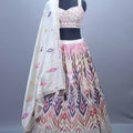 Ivory Multicolor Printed Silk Lehenga Choli with Embroidered Blouse Dupatta 