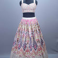 Ivory Multicolor Printed Silk Lehenga Choli with Embroidered Blouse Dupatta