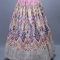 Ivory Multicolor Printed Silk Lehenga Choli with Embroidered Blouse Dupatta