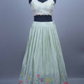 Mint Green Embroidered Georgette Lehenga Choli with Dupatta