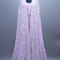 Lavender Heavy Embroidered Floral Anarkali Gown With Dupatta 