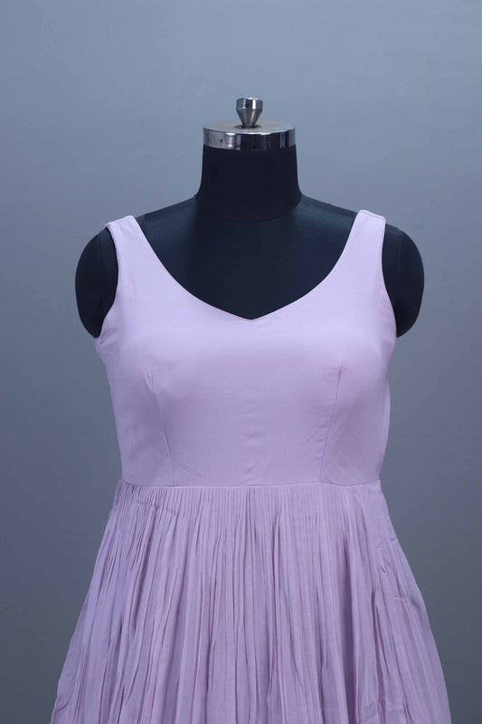 Lavender Heavy Embroidered Floral Anarkali Gown With Dupatta