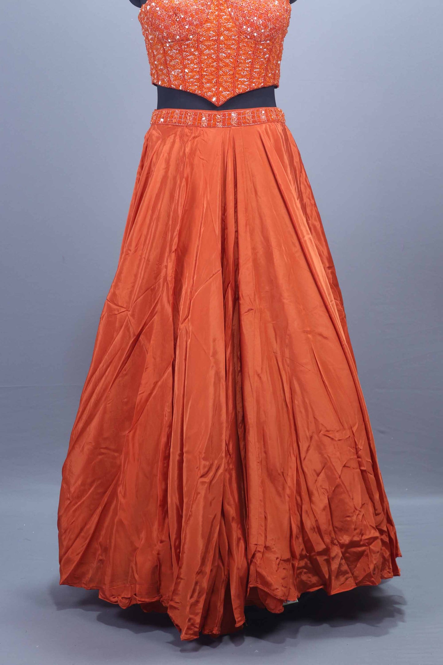 Rust Orange Heavy Embroidered Designer Lehenga Choli Party Wear