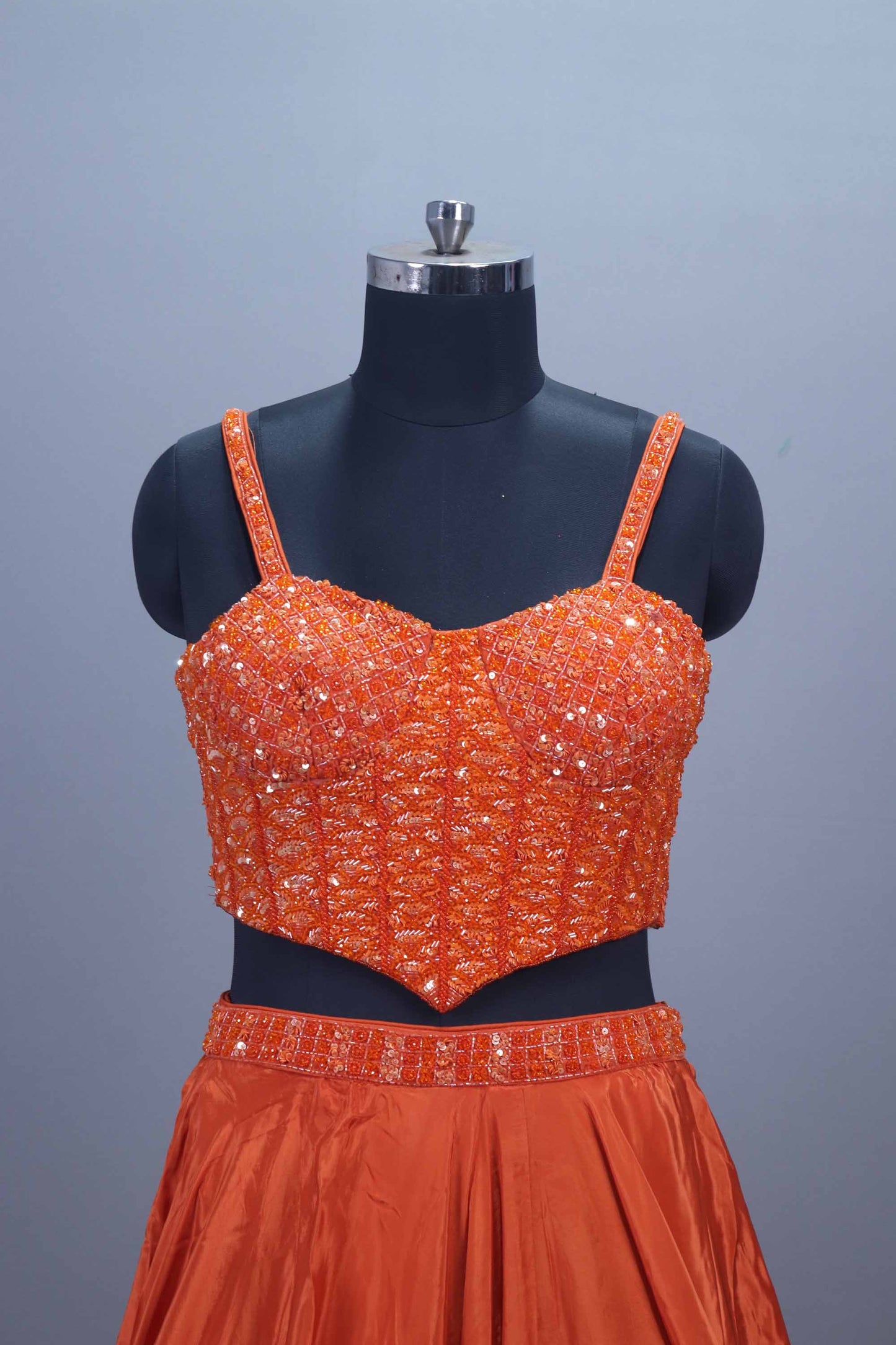 Rust Orange Heavy Embroidered Designer Lehenga Choli Party Wear