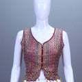 Maroon Embroidered Silk Lehenga Choli with Sleeveless Jacket Palazzo