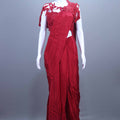  Red Embroidered Lycra Silk Saree with Designer Blouse Party Wear