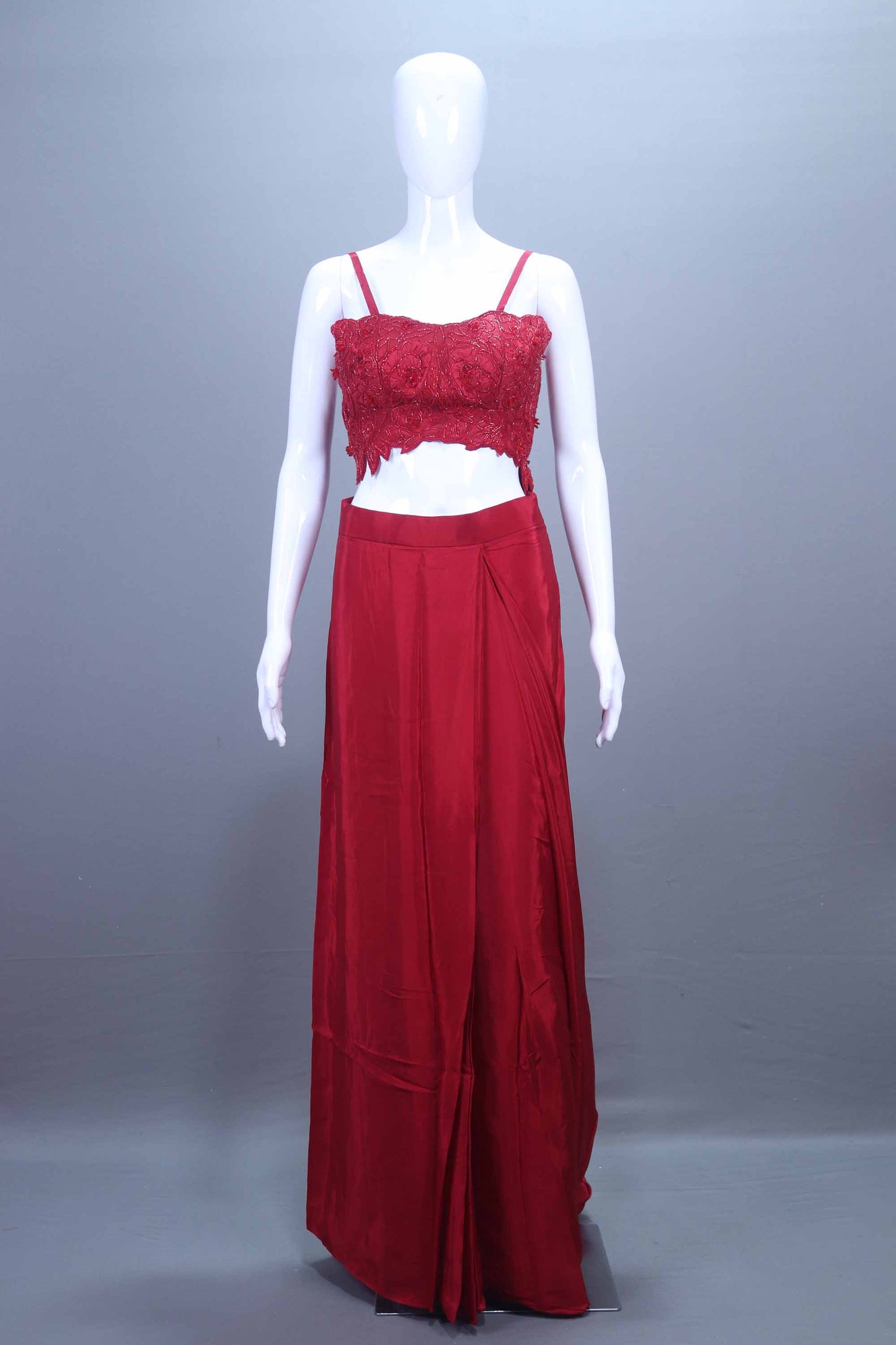 Red Embroidered Lycra Silk Saree with Designer Blouse Party Wear