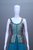 Teal Blue Embroidered Silk Palazzo Set with Sleeveless Jacket Party Wear