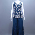 Navy Blue Silk Palazzo Set with Sleeveless Kurti Dupatta