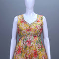 Yellow Floral Printed Georgette Palazzo Set with Sleeveless Kurti Dupatta