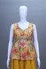 Yellow Floral Printed Georgette Palazzo Set with Sleeveless Kurti Dupatta