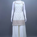 Off-White Embroidered Kurti with Palazzo Set Designer Party Wear