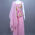Pink Floral Printed Peplum Kurti with Palazzo Dupatta Set