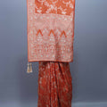 Designer Rust Orange Saree with Heavy Embroidery and Decorative Pallu