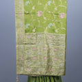 Designer Parrot Green Saree with Intricate Embroidery and Rich Pallu