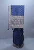 Navy Blue Embroidered Saree with Heavy Silver Border Tassel Pallu 