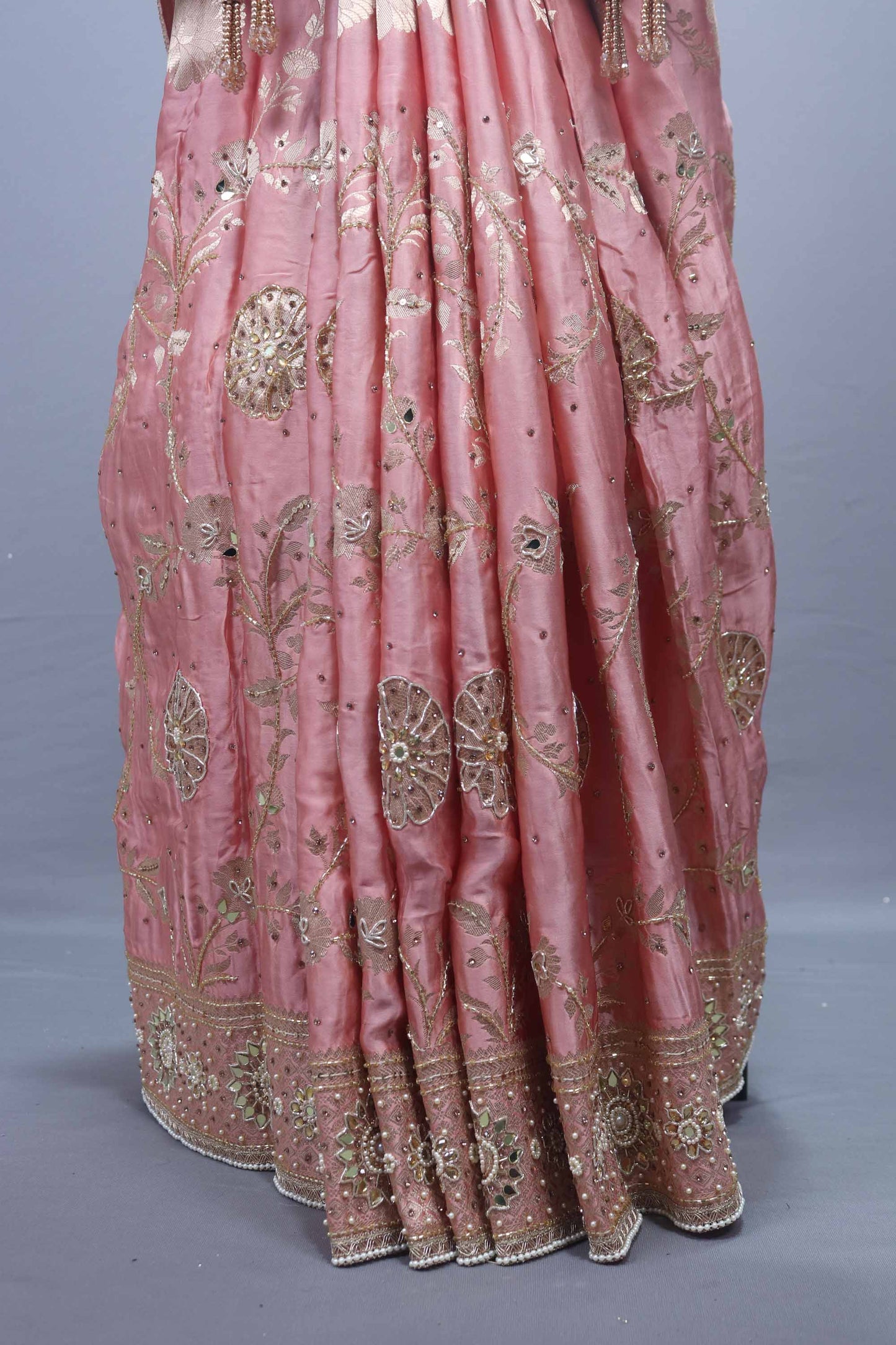 Designer Pink Saree with Intricate Embroidery and Rich Pallu