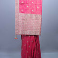 Rani Pink Embroidered Saree with Heavy Silver Border Tassel Pallu 