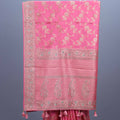 Hot Pink Banarasi Silk Saree with Elegant Zari Ornate Border Tassel Pallu