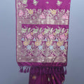 Magenta Banarasi Silk Saree with Multicolour Floral Zari Rich Designer Pallu