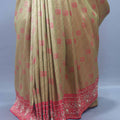 Olive Green Rani Pink Banarasi Silk Saree with Heavy Zari Border