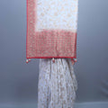 Ivory White Banarasi Silk Saree with Gold Zari Red Woven Border